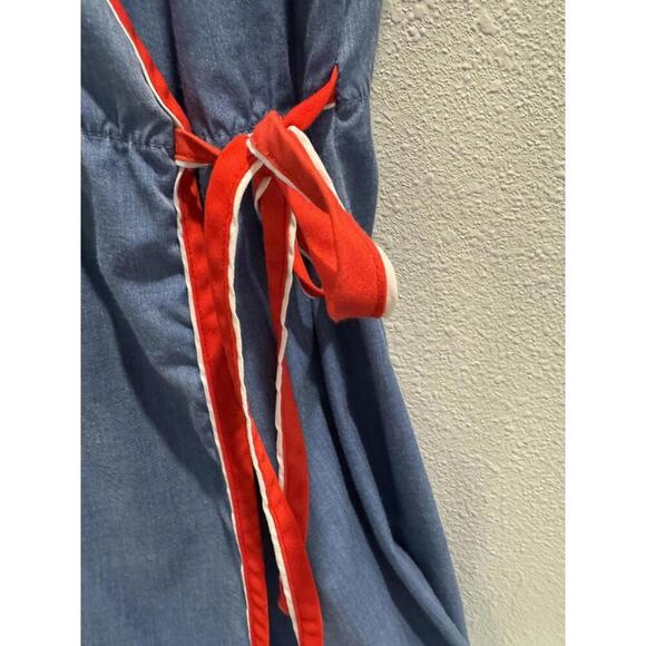 Charming Vintage Denim Wrap Dress with Embroidered Pocket- Size M - Picture 4 of 6